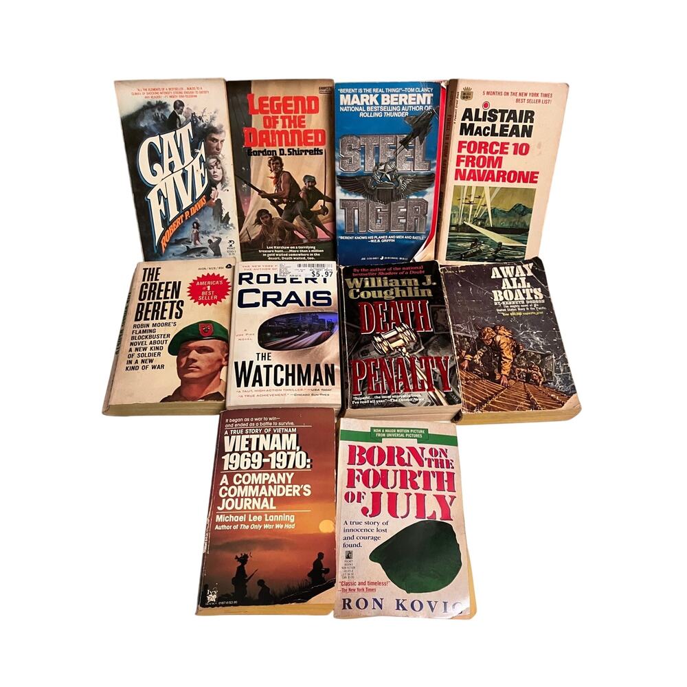 Historical Military War Paperback Books Lot of 10, Vintage, Spy, Vietnam,